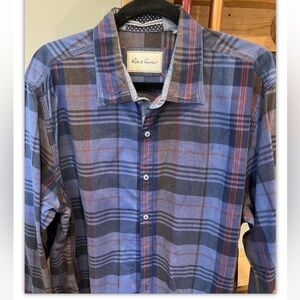 Robert Graham XL mens plaid Button up Shirt Blue pink purple Plaid Classic Fit